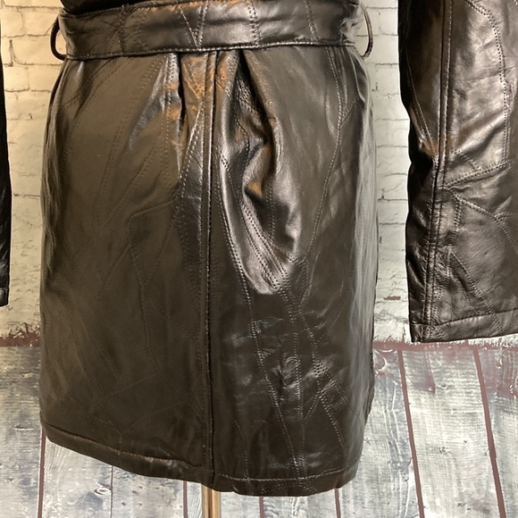 GIOVANNI NAVARRE LEATHER COMPANY NWT Trench Coat Italian Stone Patchwork Matrix - Picture 14 of 16